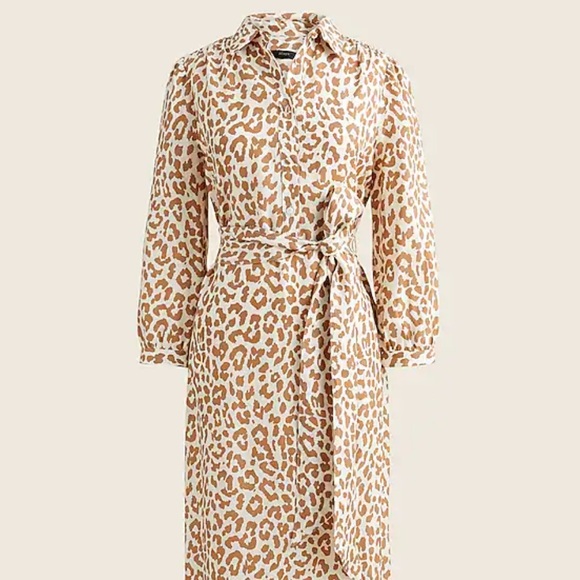 J. Crew Tie Waist Shirt Dress in Bold Leopard Button Up Size 2 - Picture 1 of 8